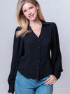 Long Sleeve Button Down Collared Blouse