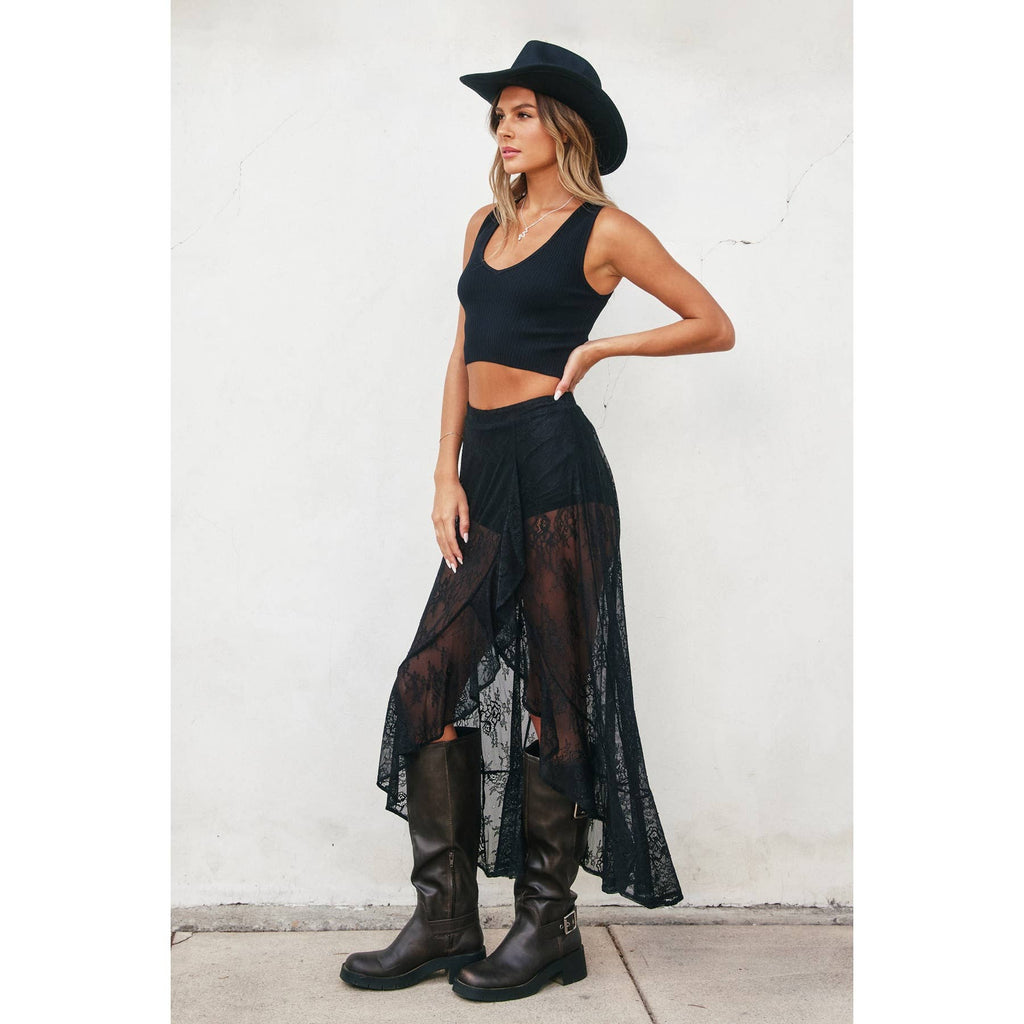 Playing Hard Ruffled Lace Skirt