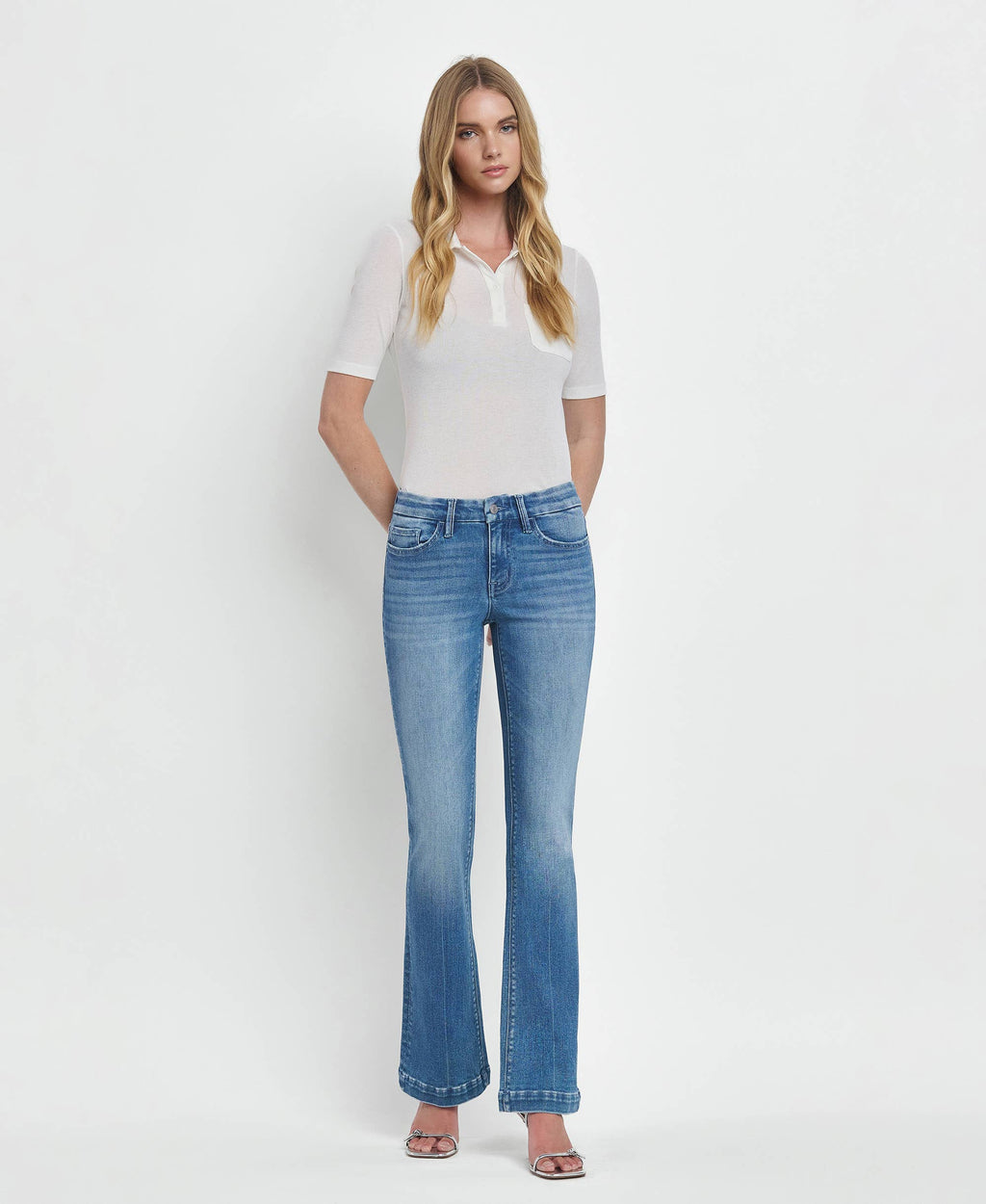 Flying Monkey Mid Rise Seamless Waistband Bootcut Jeans