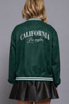 Long Sleeve Embroidery Detail Faux Suede Varsity Jacket