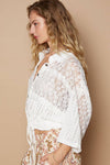 Designed In Collar Neck Short Sleeve Relaxed Fit Jacket Top