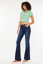 Kan Can Petite Mid Rise Flare Jeans