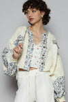Balloon Sleeve Double Gauze Floral Placket Jacket