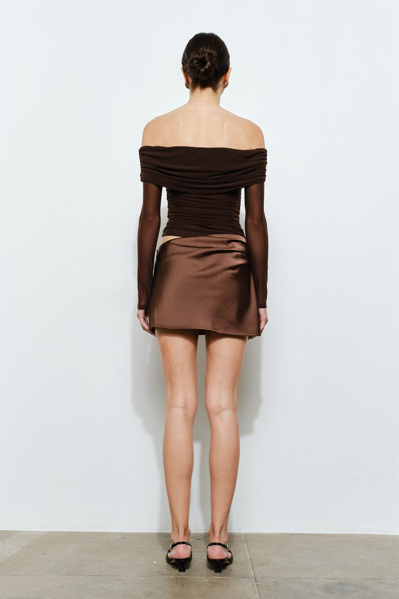 Katarina Mixed Media Off The Shoulder Mini Dress