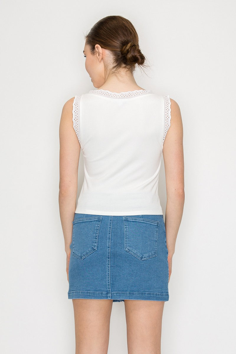 Lace Up Sleeveless Top