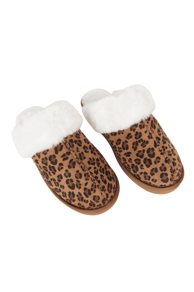 Leopard Print Faux Fur Cozy Slippers