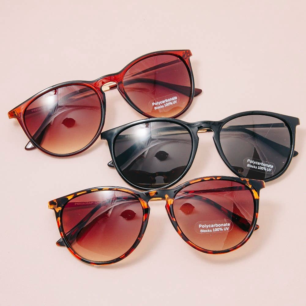 Basic Acetate Frame Round Lens Sunglasses