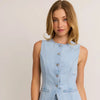 Button Front Sleeveless Denim Top