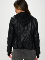 Classic Vegan Leather with Hood Detachable