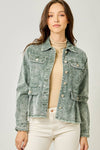 Washed Denim Peplum Jacket