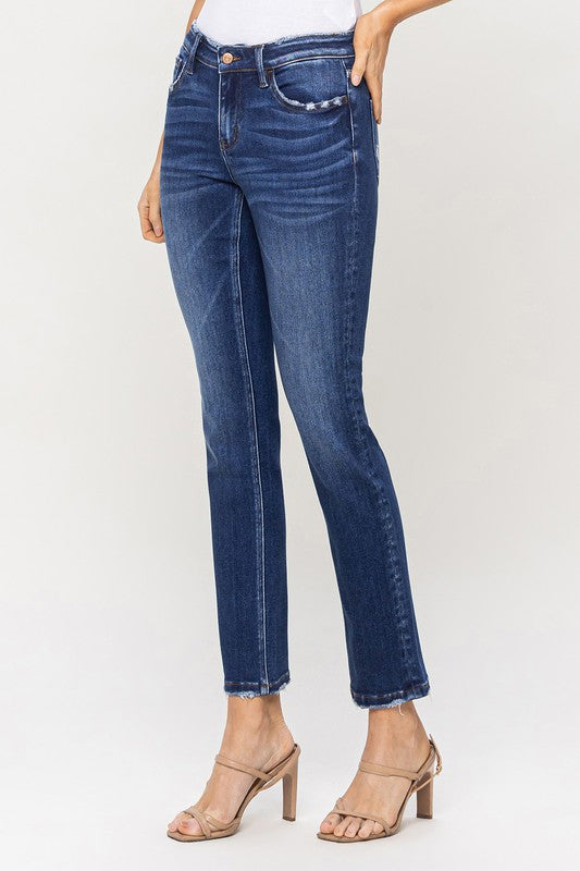 Flying Monkey Mid Rise Ankle Slim Straight Jeans