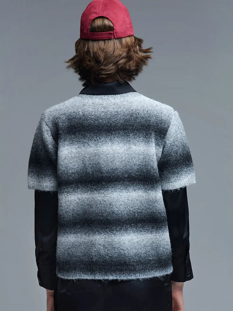 Short Sleeve Ombré Striped Sweater