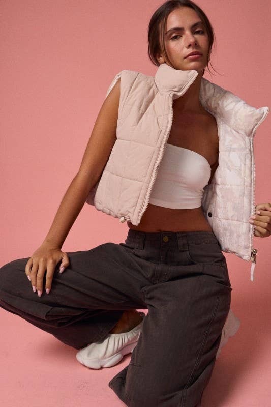 Reversible Cropped Puffer Vest