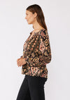 Long Sleeve Split Neck Raglan Blouse