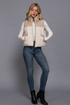 Reversible Faux Leather-Sherpa Contrast Padding Crop Vest