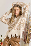 Frayed Edge Leopard Sweater