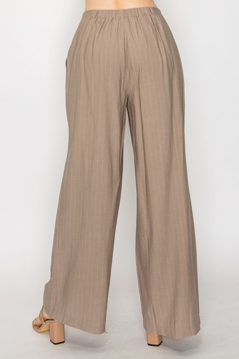 Pintuck Pleated Wide Leg Pants