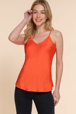 Double V-Neck Satin Cami Top
