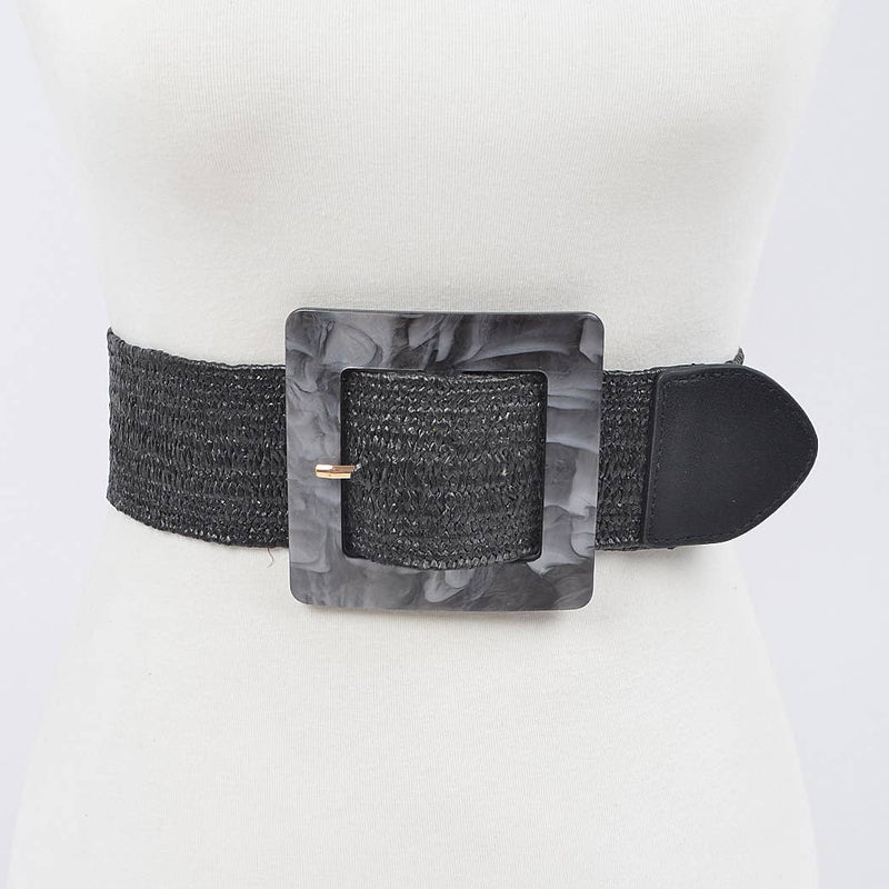 Resign Buckle Stretch Straw Belt