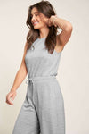 Boat Neck Sleeveless Bodice Pocket Jumpsuit