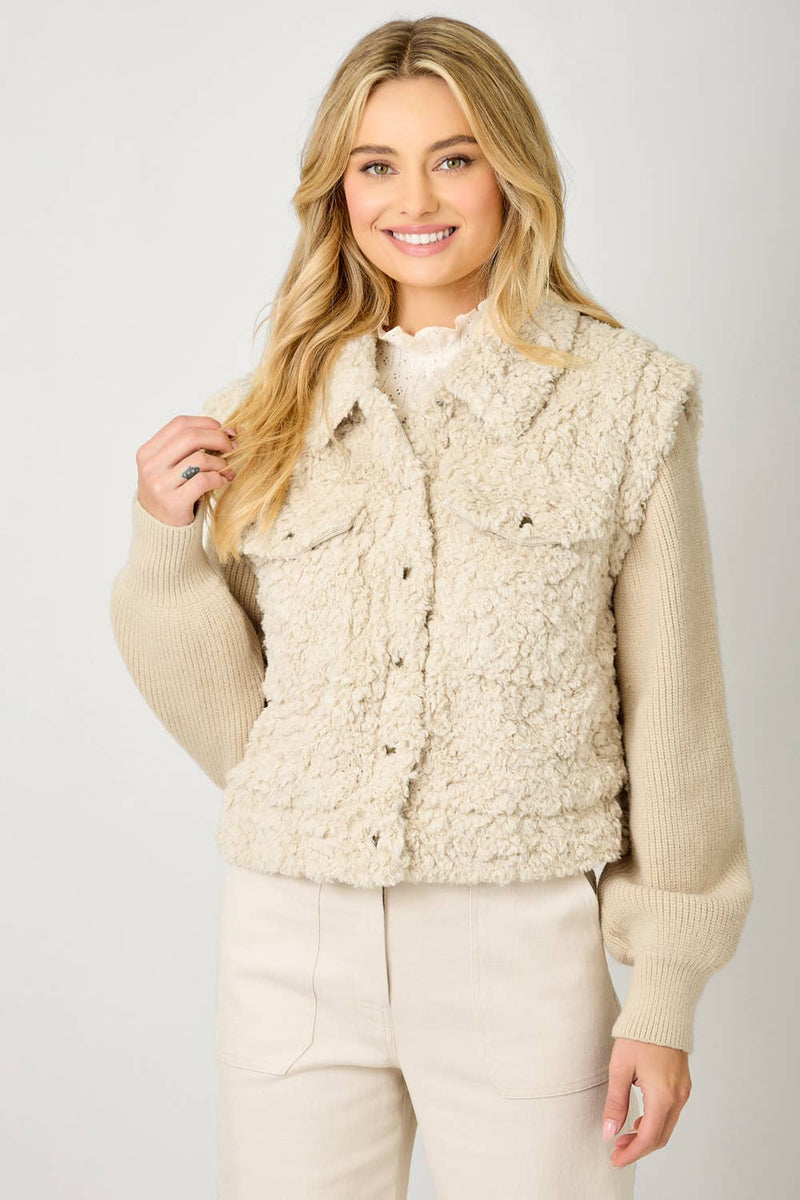 Mixed Media Sweater Jacket