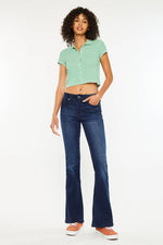Kan Can Petite Mid Rise Flare Jeans