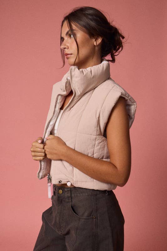 Reversible Cropped Puffer Vest