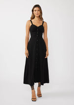 V-Neck Ruched Button Down Maxi Dress