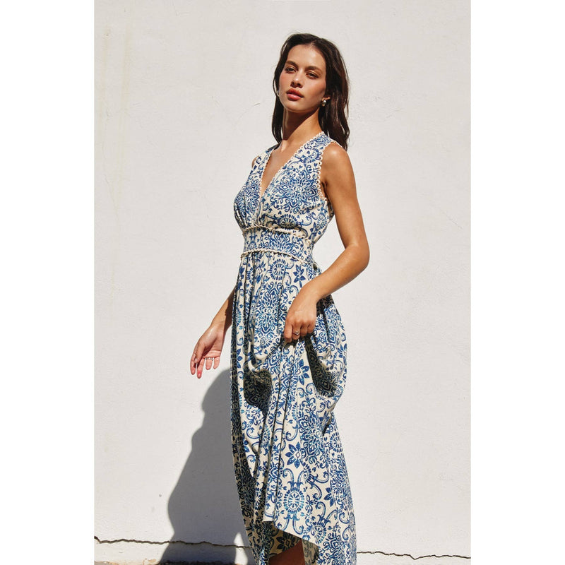 chinese dress ladies Summer in Capri Scalloped Lace Maxi Dress