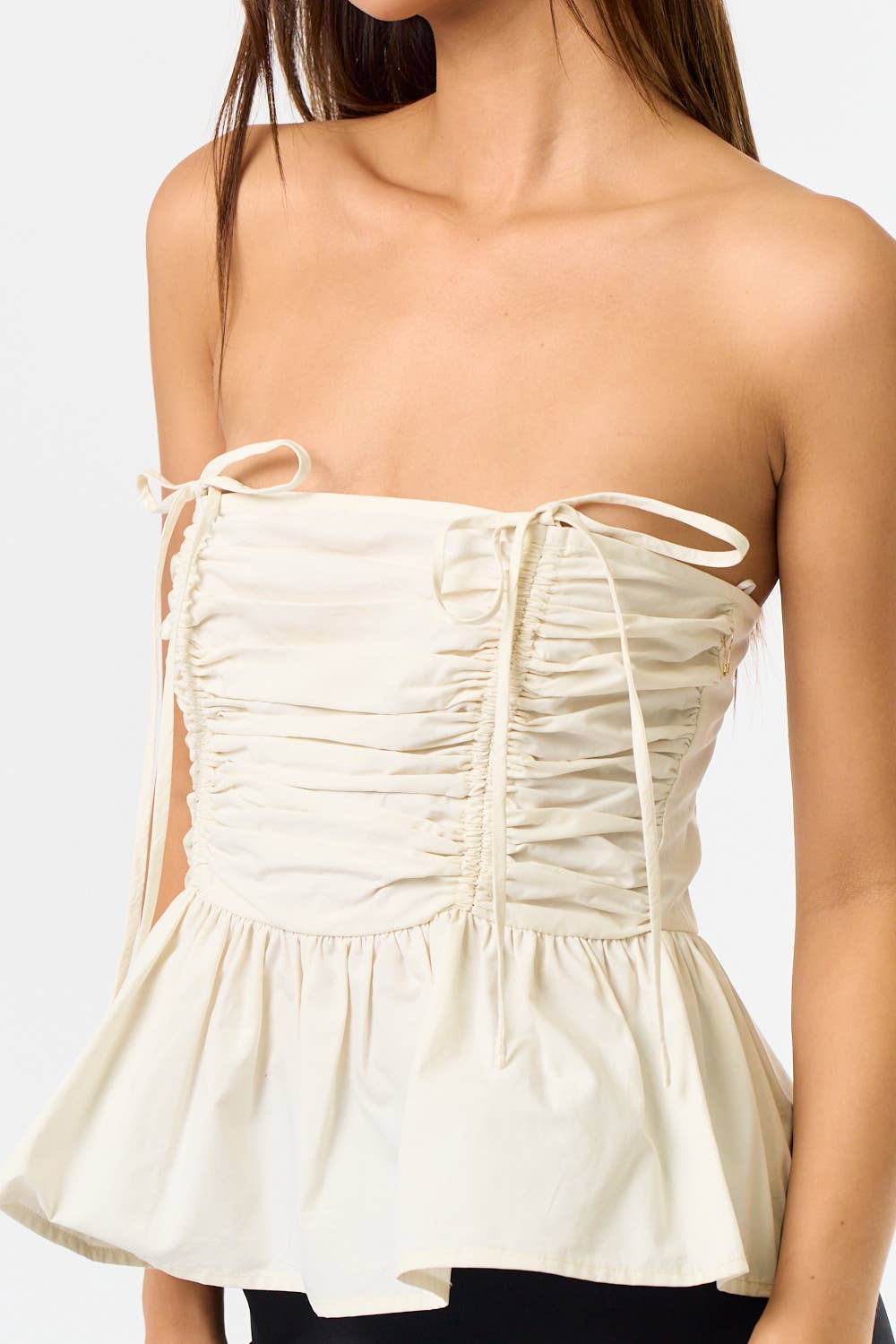 Ruched Babydoll Tube Top