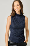 Sleeveless Shimmering Mock Neck Top