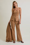 Low Waist Suede Bootcut Pants