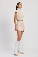 Pleated Mini Fringe Skirt