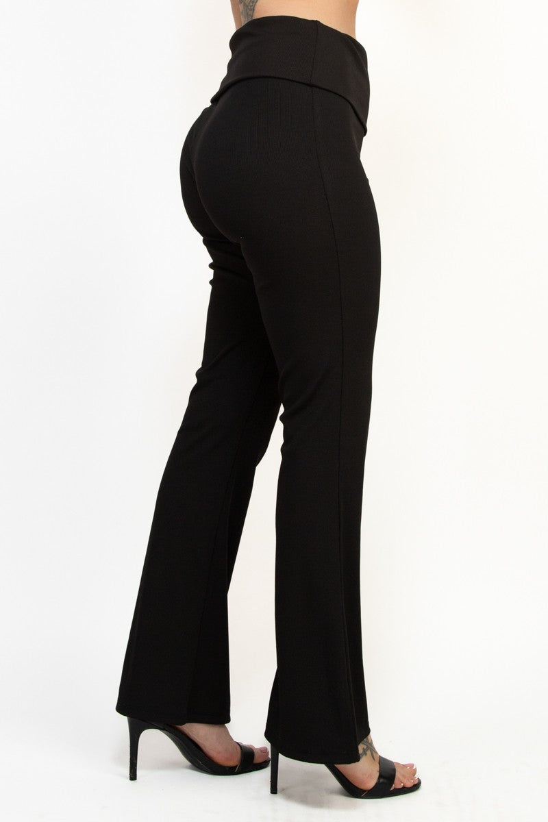 Elastic Ribbed Wide Leg Pant