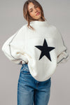 Star Knit Oversized Sweater Top