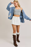 Pleated Denim Skort