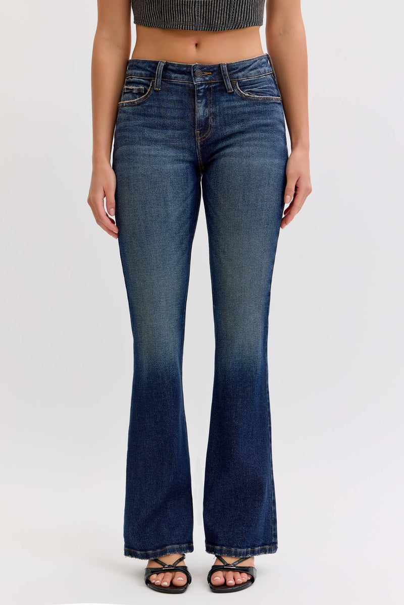 Mid Rise Bootcut Jean with Flap Back Pockets