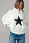 Star Knit Oversized Sweater Top
