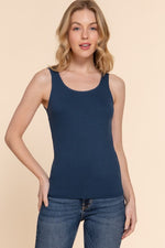 Sleeveless Double Scoop Neck Knit Top