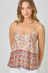 Adjustable Shoulder Strap Border Print Cami