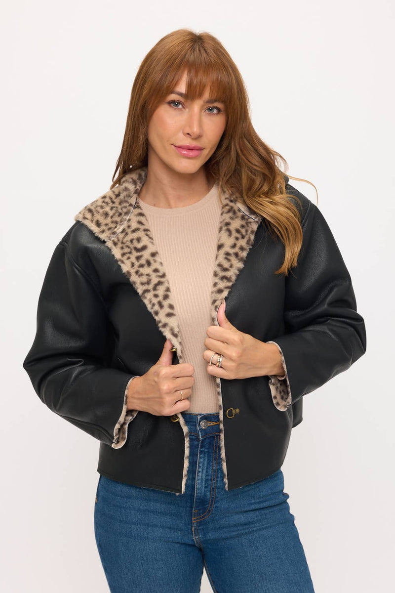 Luxe Leopard Reversible Toggle Jacket