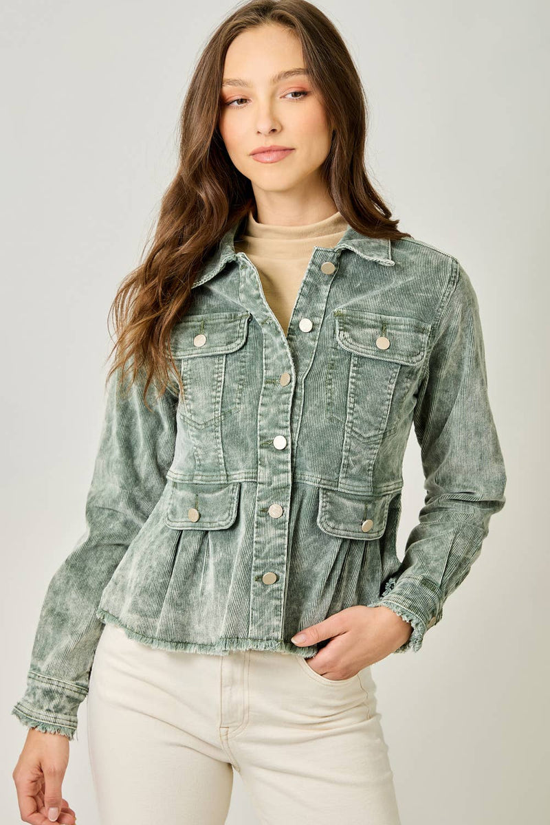 Washed Denim Peplum Jacket