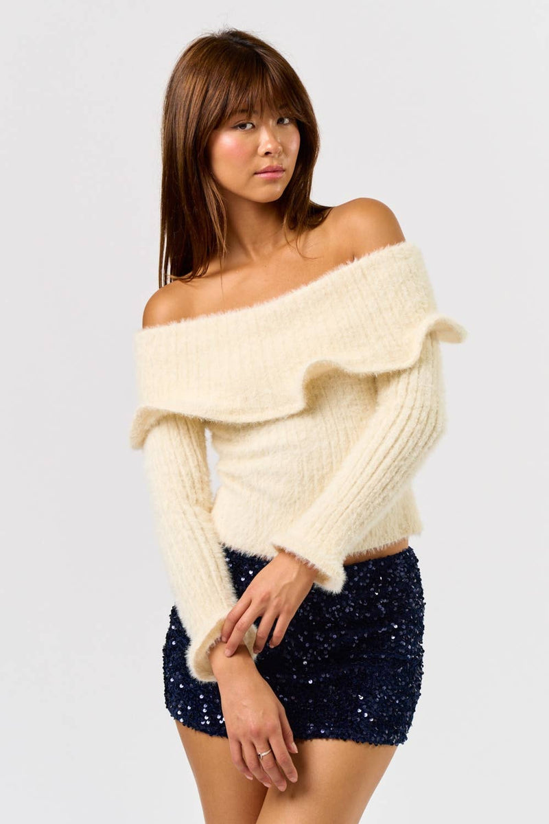 Off-the-Shoulder Wire Sweater Top