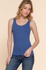 Sleeveless Double Scoop Neck Knit Top