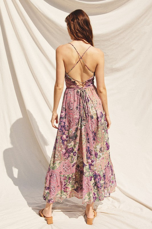 Simply Biased Lace Trim Midi Dress