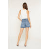 High Rise Raw Hem Denim Shorts