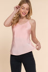 Double V-Neck Satin Cami Top