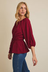 Round Neck 3/4 Sleeve Bow Detail Top