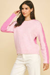 Crew Neck Color Block Long Sleeve Sweater