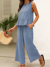 Ribbed Ruffle Tank Top And Pants Set